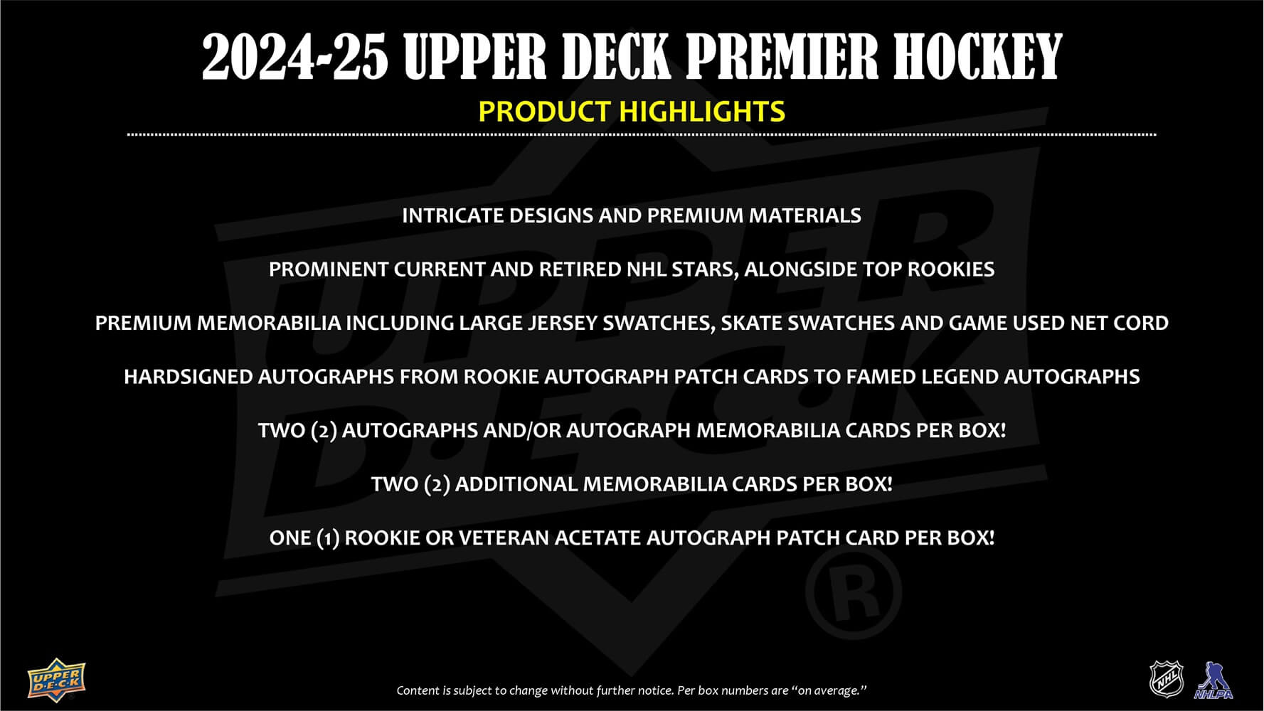 2024-25 Upper Deck NHL Premier - Sports Cards Europe