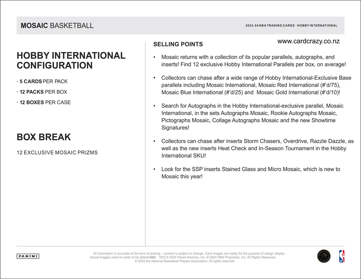 2023-24 Mosaic NBA Hobby International - Sports Cards Europe