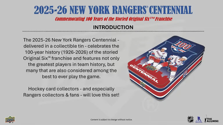 2025-26 Upper Deck NHL New York Rangers Centennial Hobby - Sports Cards Europe
