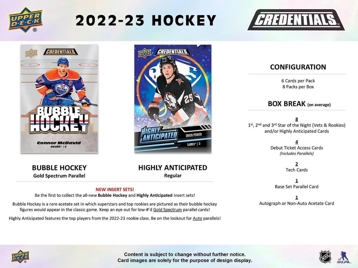 2022-23 Upper Deck NHL Credentials Hobby - Sports Cards Europe