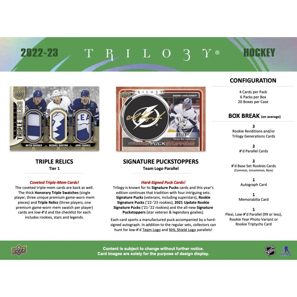 2022-23 Upper Deck NHL Trilogy Hobby - Sports Cards Europe