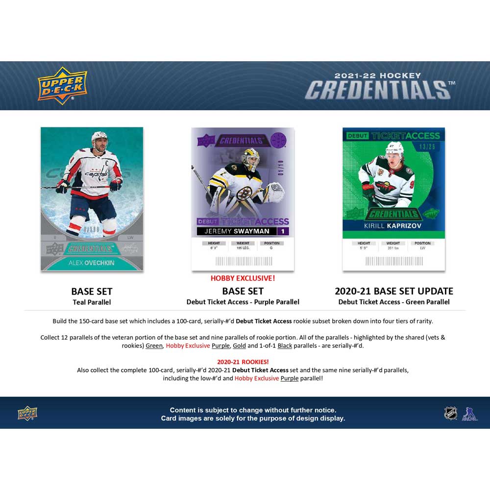 2021-22 Upper Deck NHL Credentials Hobby - Sports Cards Europe