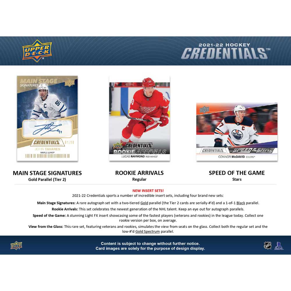 2021-22 Upper Deck NHL Credentials Hobby - Sports Cards Europe