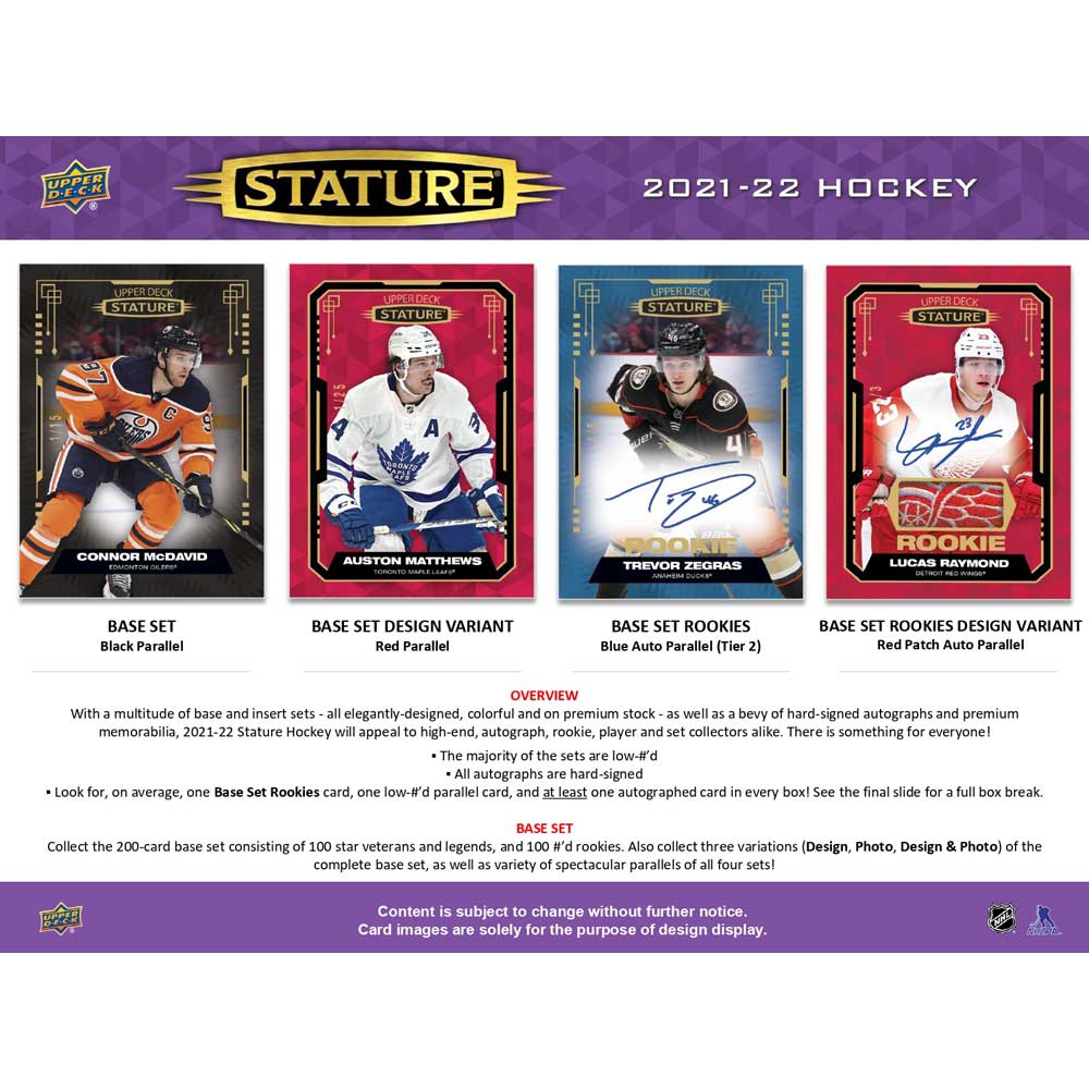 2021-22 Upper Deck NHL Stature Hobby - Sports Cards Europe