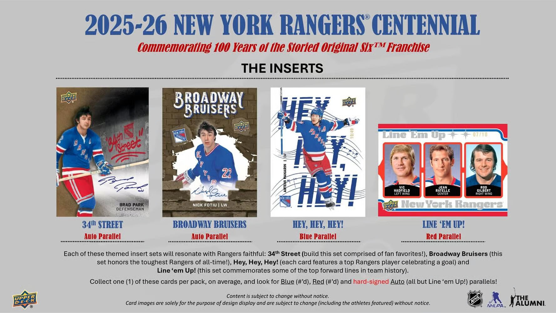 2025-26 Upper Deck NHL New York Rangers Centennial Hobby - Sports Cards Europe