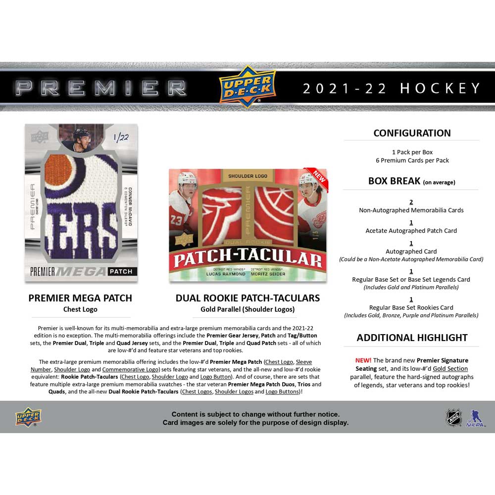 2021-22 Upper Deck NHL Premier Hobby - Sports Cards Europe